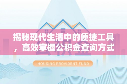 和硕揭秘现代生活中的便捷工具，高效掌握公积金查询方式