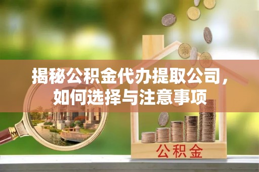和硕揭秘公积金代办提取公司，如何选择与注意事项